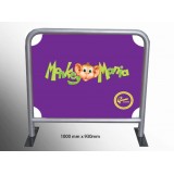 1m x 0.93m - Silver Round Tube Cafe Wind Barrier with Print